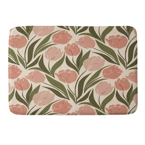 Cuss Yeah Designs Pink Tulip Field Memory Foam Bath Mat