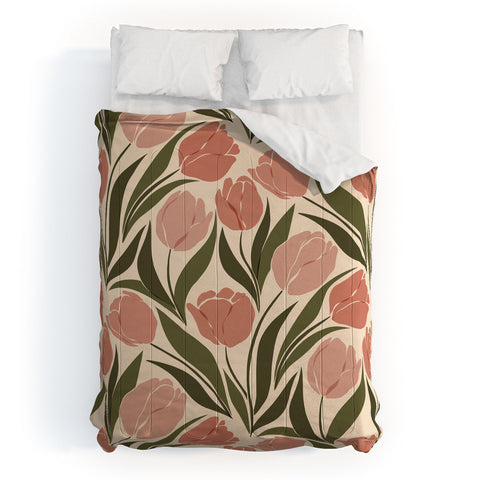 Cuss Yeah Designs Pink Tulip Field Comforter