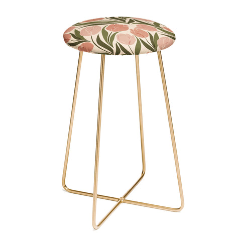 Cuss Yeah Designs Pink Tulip Field Counter Stool