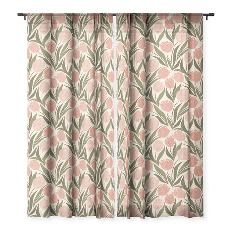 Cuss Yeah Designs Pink Tulip Field Sheer Window Curtain