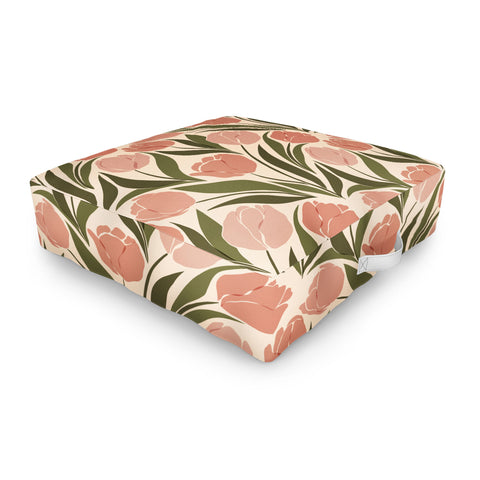 Cuss Yeah Designs Pink Tulip Field Outdoor Floor Cushion