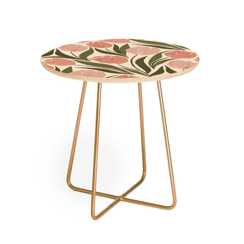 Cuss Yeah Designs Pink Tulip Field Round Side Table
