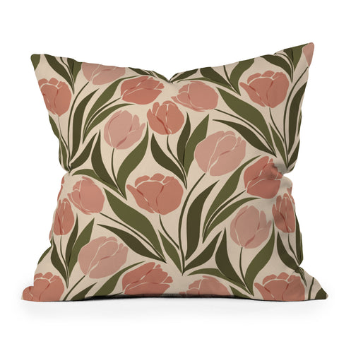 Cuss Yeah Designs Pink Tulip Field Throw Pillow