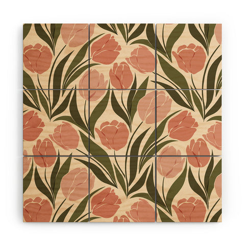 Cuss Yeah Designs Pink Tulip Field Wood Wall Mural