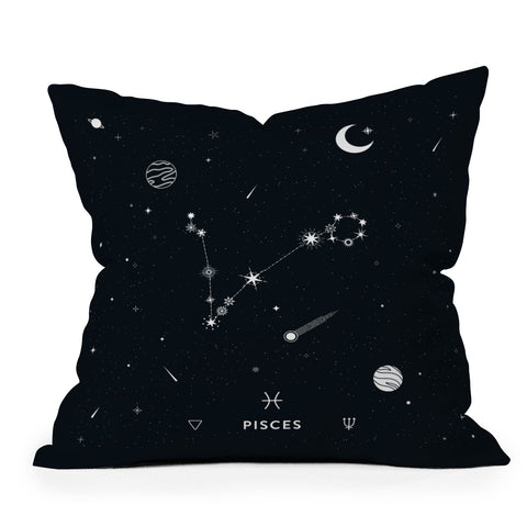 Cuss Yeah Designs Pisces Star Constellation Outdoor Throw Pillow