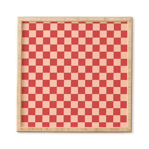 Cuss Yeah Designs Red and Pink Checker Pattern Framed Wall Art
