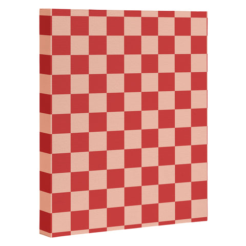 Cuss Yeah Designs Red and Pink Checker Pattern Art Canvas