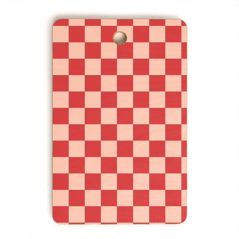 Cuss Yeah Designs Red and Pink Checker Pattern Cutting Board Rectangle