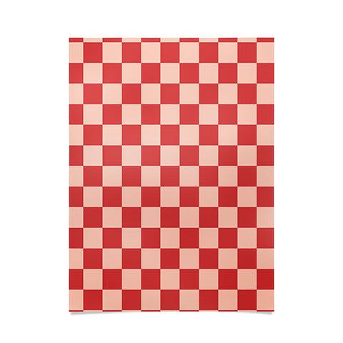 Cuss Yeah Designs Red and Pink Checker Pattern Poster