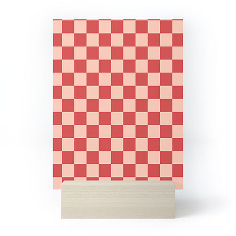 Cuss Yeah Designs Red and Pink Checker Pattern Mini Art Print