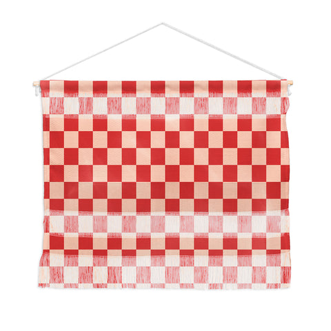 Cuss Yeah Designs Red and Pink Checker Pattern Wall Hanging Landscape
