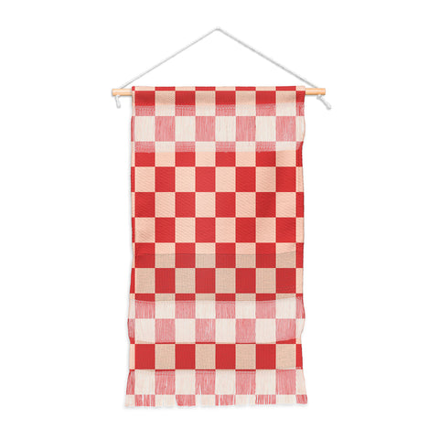 Cuss Yeah Designs Red and Pink Checker Pattern Wall Hanging Portrait