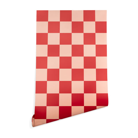 Cuss Yeah Designs Red and Pink Checker Pattern Wallpaper