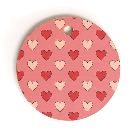 Cuss Yeah Designs Red and Pink Hearts Cutting Board Round