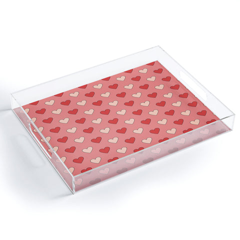 Cuss Yeah Designs Red and Pink Hearts Acrylic Tray