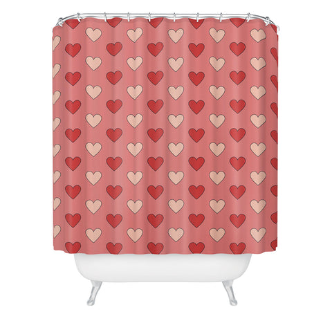 Cuss Yeah Designs Red and Pink Hearts Shower Curtain