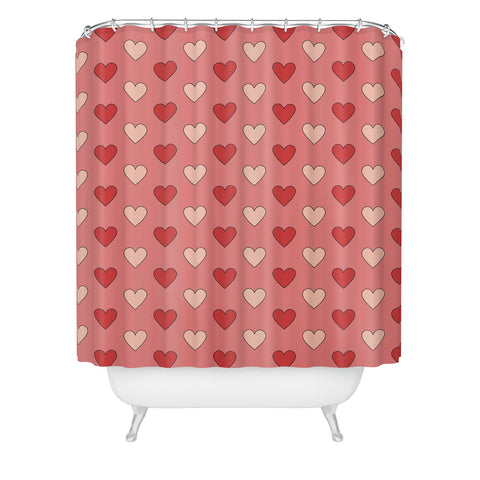 Cuss Yeah Designs Red and Pink Hearts Shower Curtain