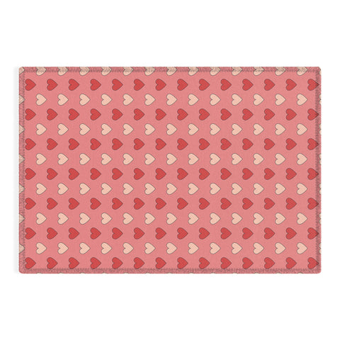 Cuss Yeah Designs Red and Pink Hearts Outdoor Rug
