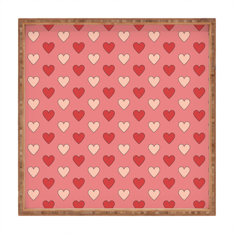 Cuss Yeah Designs Red and Pink Hearts Square Tray