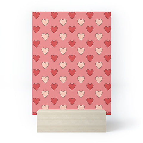 Cuss Yeah Designs Red and Pink Hearts Mini Art Print