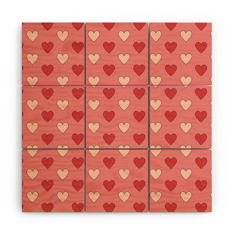 Cuss Yeah Designs Red and Pink Hearts Wood Wall Mural