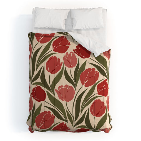 Cuss Yeah Designs Red Tulip Field Comforter