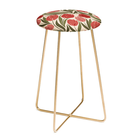 Cuss Yeah Designs Red Tulip Field Counter Stool
