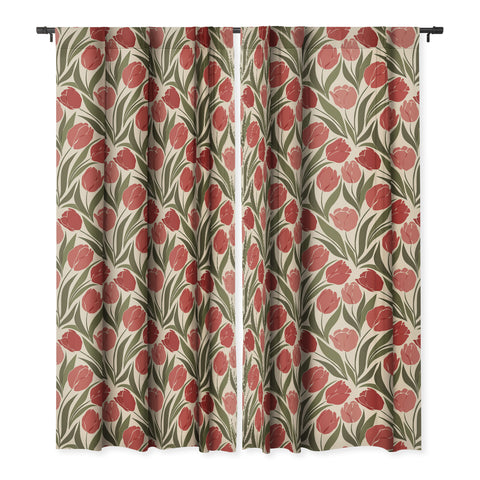 Cuss Yeah Designs Red Tulip Field Blackout Window Curtain