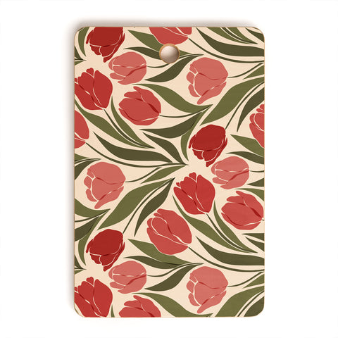 Cuss Yeah Designs Red Tulip Field Cutting Board Rectangle