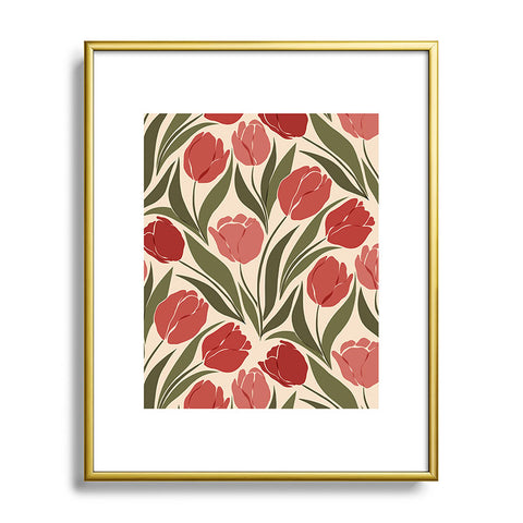 Cuss Yeah Designs Red Tulip Field Metal Framed Art Print