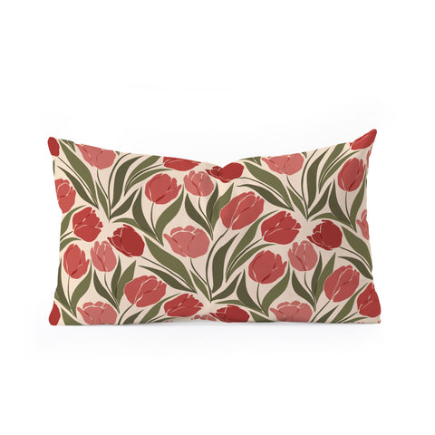 Cuss Yeah Designs Red Tulip Field Oblong Throw Pillow