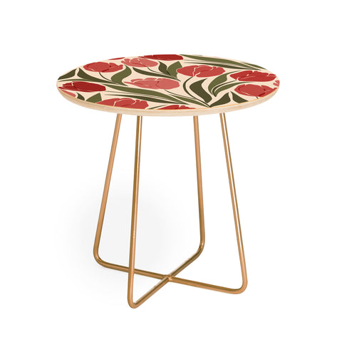 Cuss Yeah Designs Red Tulip Field Round Side Table
