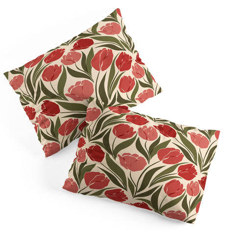 Cuss Yeah Designs Red Tulip Field Pillow Shams