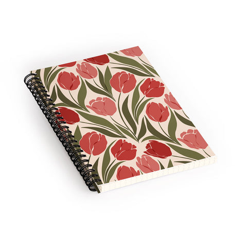 Cuss Yeah Designs Red Tulip Field Spiral Notebook