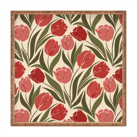 Cuss Yeah Designs Red Tulip Field Square Tray