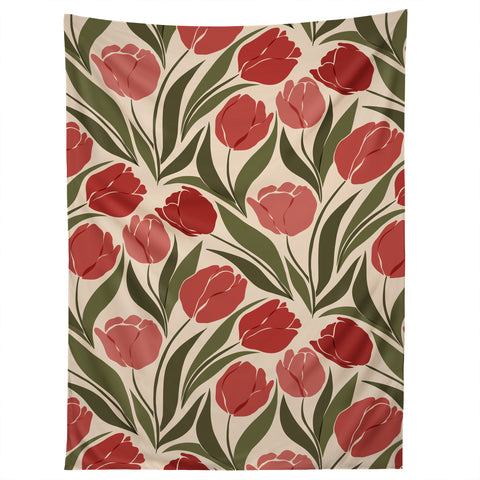 Cuss Yeah Designs Red Tulip Field Tapestry