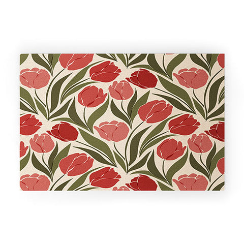 Cuss Yeah Designs Red Tulip Field Welcome Mat