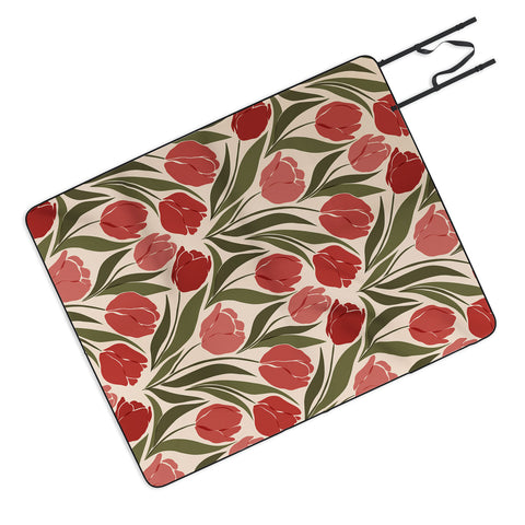 Cuss Yeah Designs Red Tulip Field Picnic Blanket