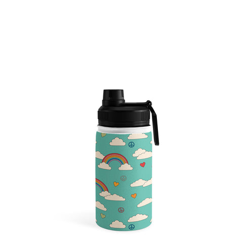 Cuss Yeah Designs Retro Hearts and Rainbows Water Bottle