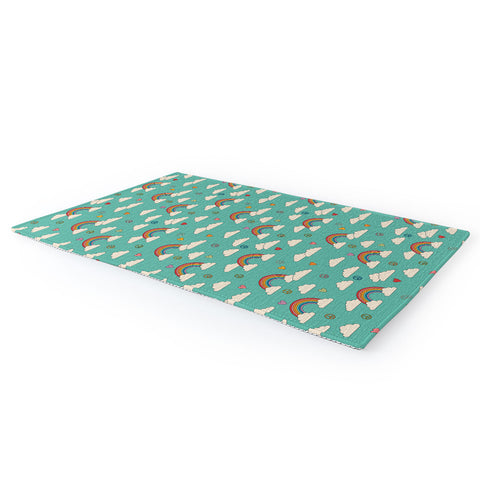 Cuss Yeah Designs Retro Hearts and Rainbows Area Rug