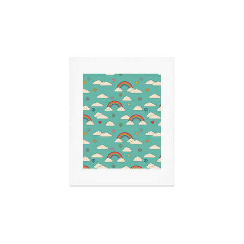 Cuss Yeah Designs Retro Hearts and Rainbows Art Print