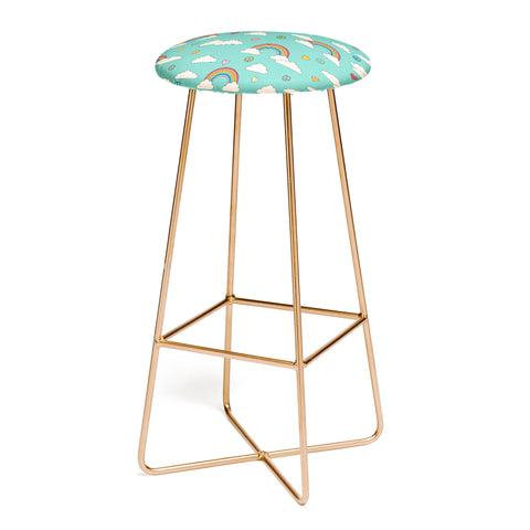 Cuss Yeah Designs Retro Hearts and Rainbows Bar Stool