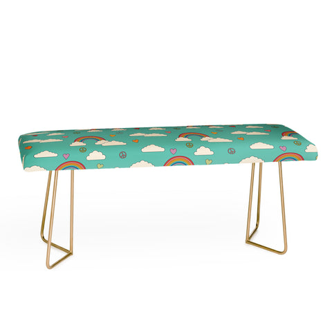 Cuss Yeah Designs Retro Hearts and Rainbows Bench