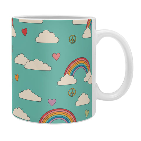 Cuss Yeah Designs Retro Hearts and Rainbows Coffee Mug