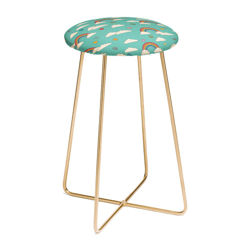 Cuss Yeah Designs Retro Hearts and Rainbows Counter Stool