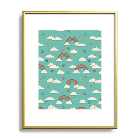 Cuss Yeah Designs Retro Hearts and Rainbows Metal Framed Art Print