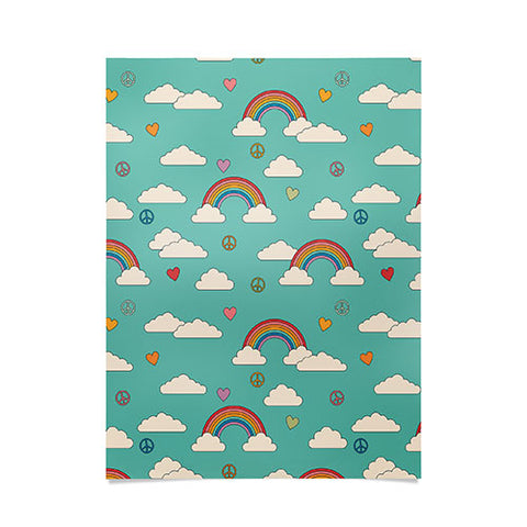 Cuss Yeah Designs Retro Hearts and Rainbows Poster