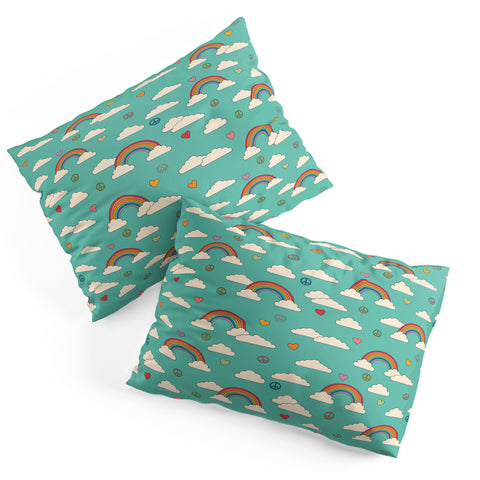 Cuss Yeah Designs Retro Hearts and Rainbows Pillow Shams