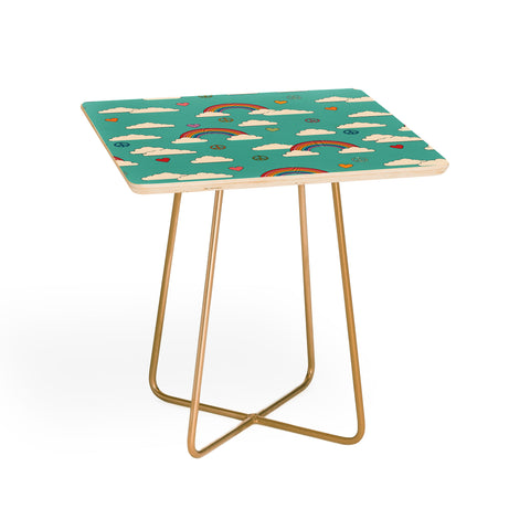 Cuss Yeah Designs Retro Hearts and Rainbows Side Table