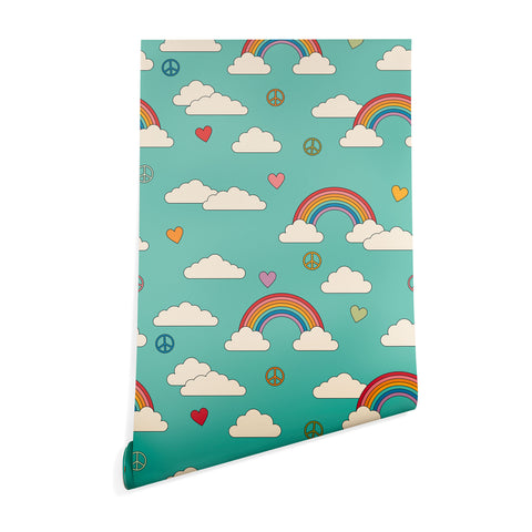 Cuss Yeah Designs Retro Hearts and Rainbows Wallpaper